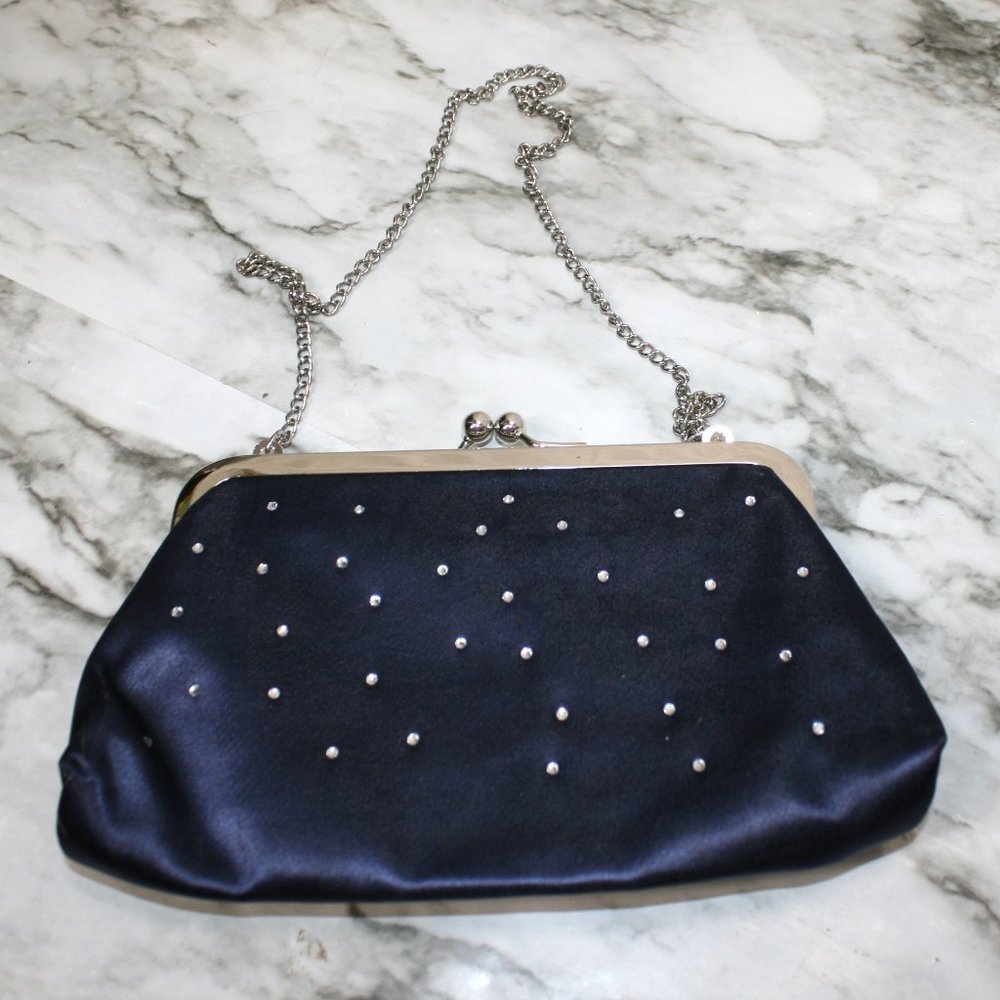 David's Bridal Navy Mini Bag with Silver Accents